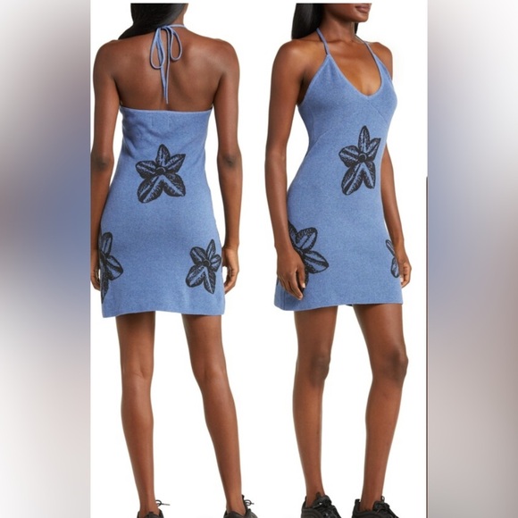 NWT Honor The Gift Floral Knit Halter Dress In Black Size Large NWT - Picture 2 of 13